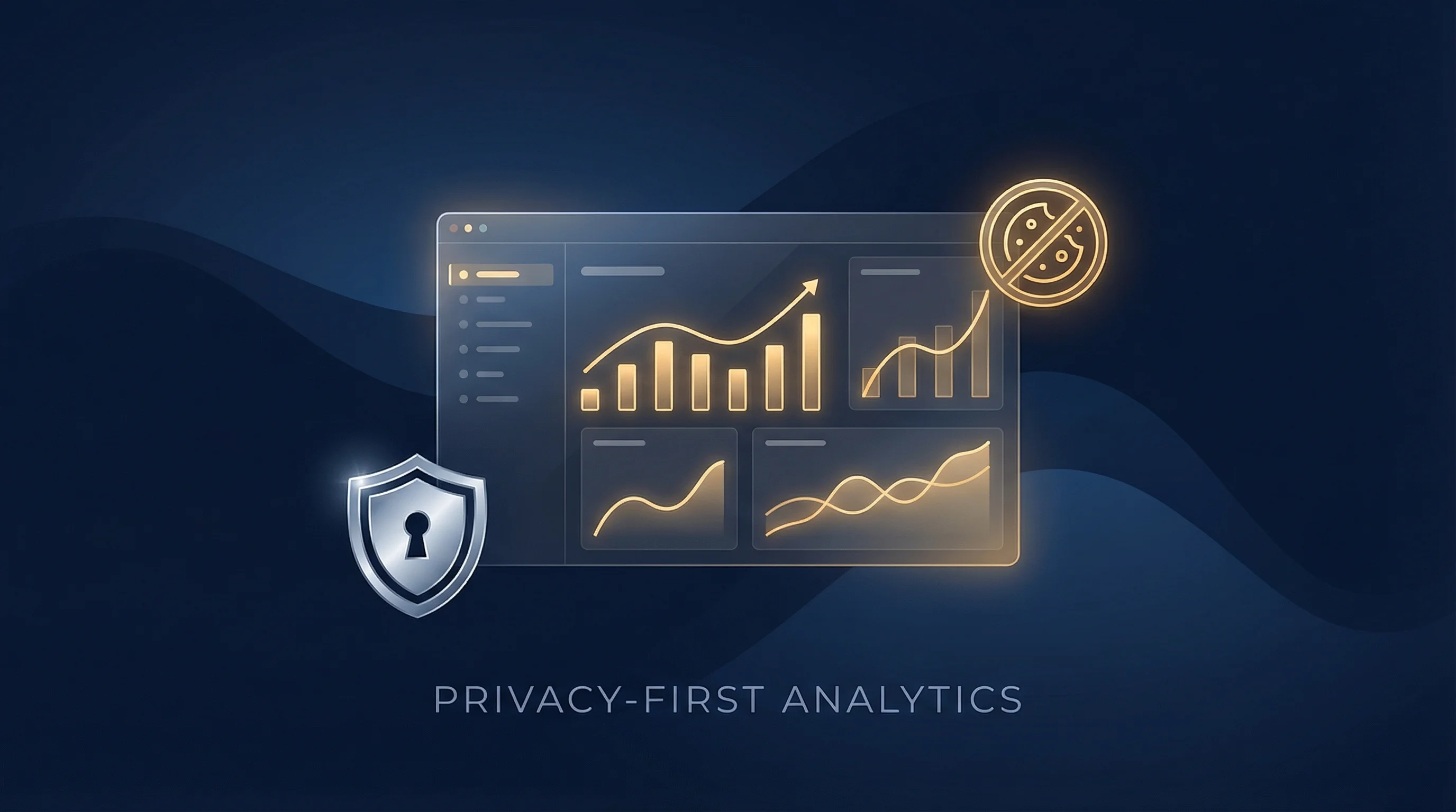 Minimalistisches Analytics-Dashboard auf einem Monitor – datenschutzfreundliche Website-Analyse ohne Cookie-Banner