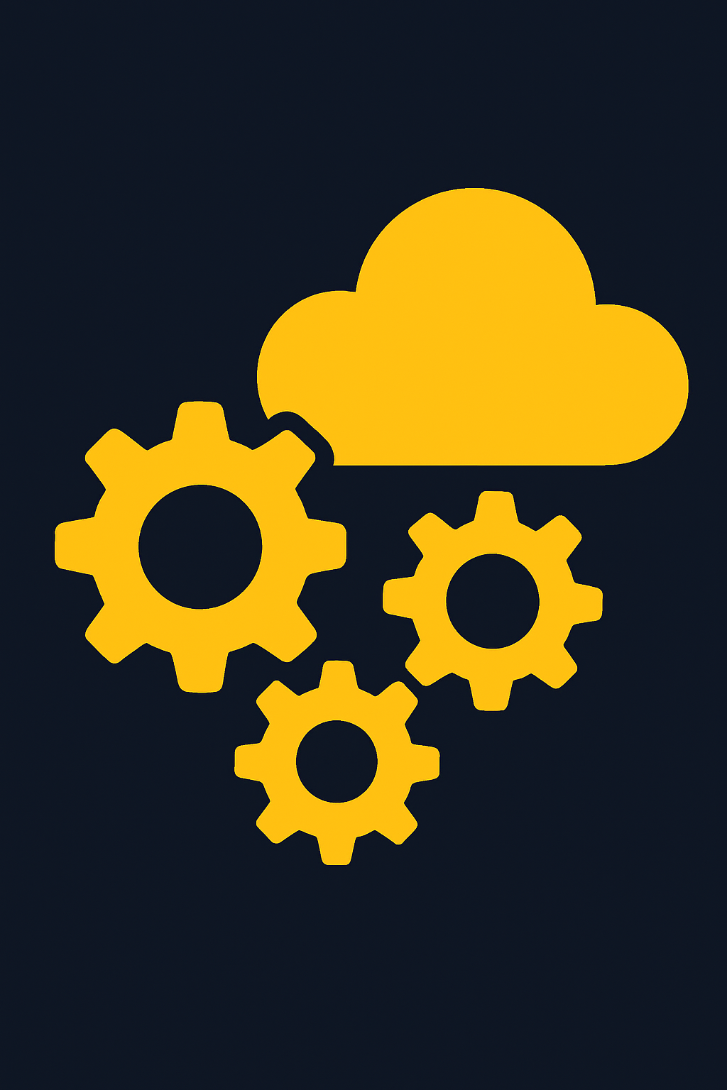 Illustratives Icon-Set mit Zahnrädern und Wolke